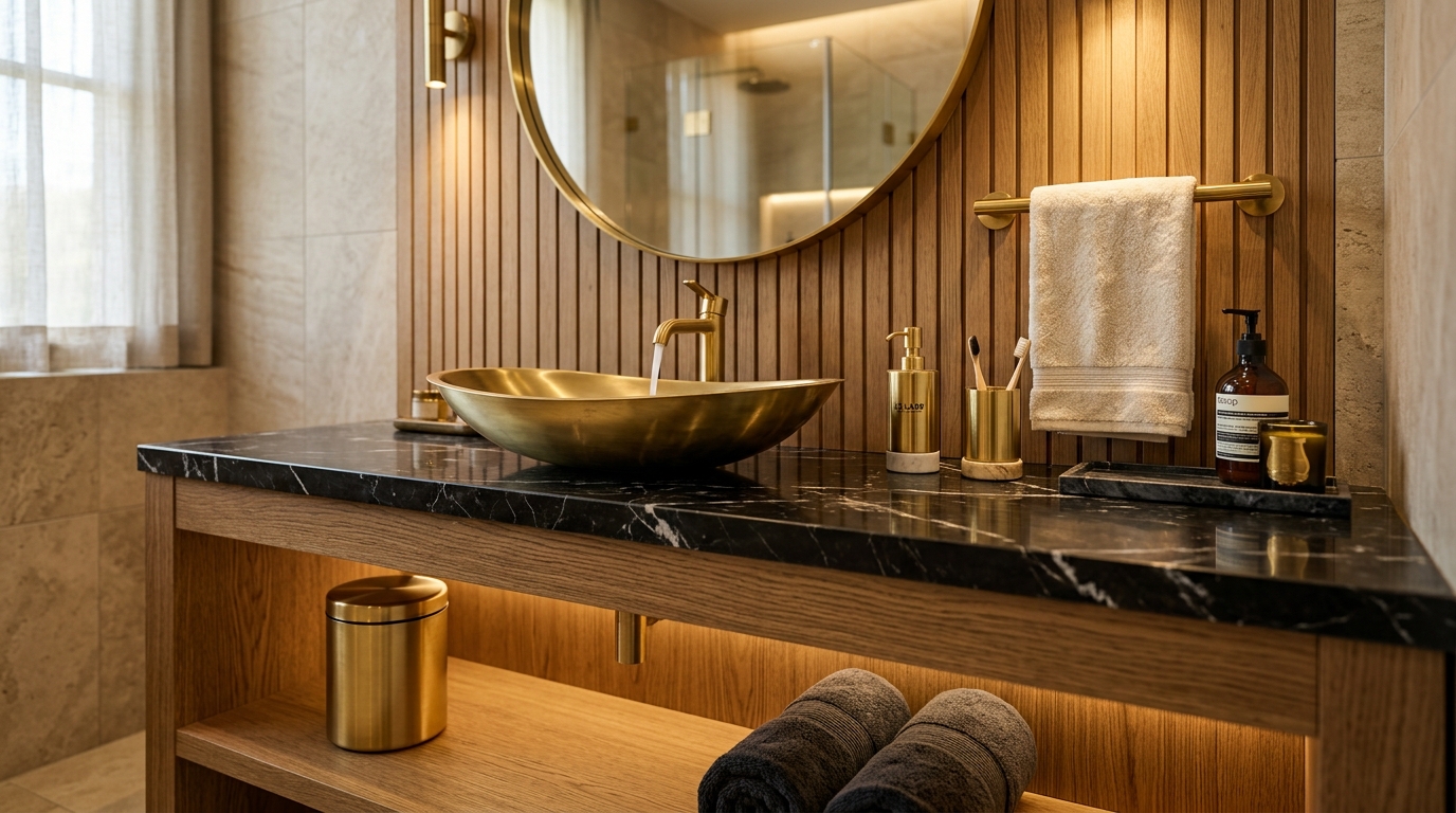 Acessórios de Luxo para Lavabo em Latão Maciço